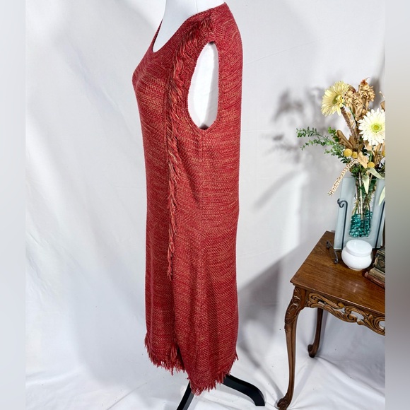 Holding Horses (Anthropologie) Sleeveless Fringe Knit Midi Sweater Dress – XL 💛 - Picture 6 of 9